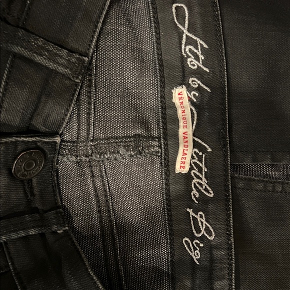 #778 Ltb by Little Big Veronique Vanblaere Floral Embroidered Black Denim Skirt - Picture 3 of 4